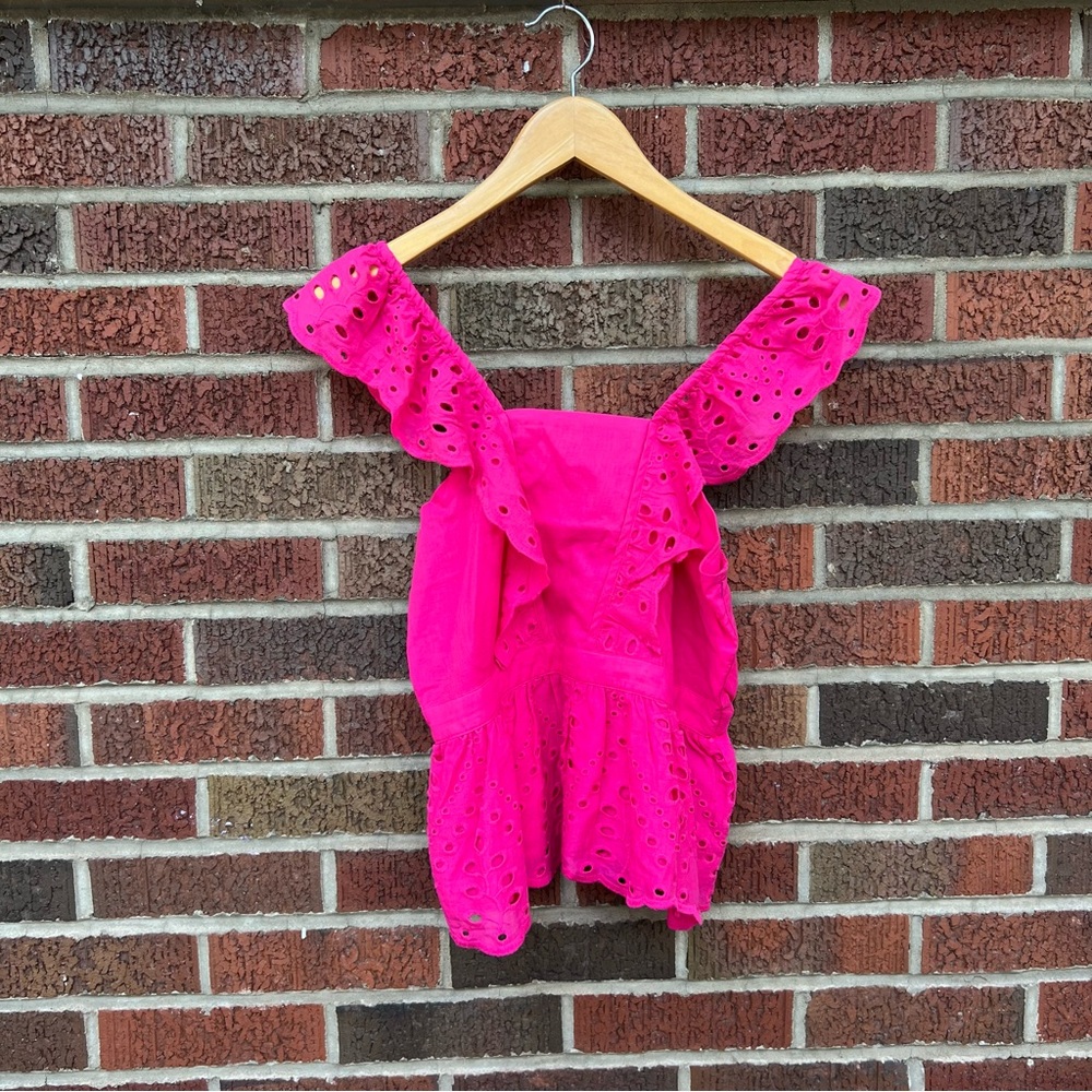 Banana Republic Hot Pink Floral Flounce Strap Peasant Tank Top